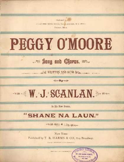 Sheet Music - Peggy O'Moore; Shane na laun