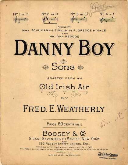 Sheet Music - Danny boy; Old Irish air