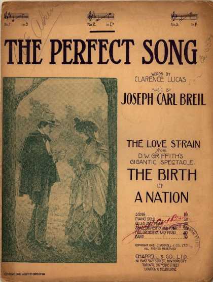 Sheet Music - Perfect song; Love strain from D.W. Griffith's gigantic spectacle the Birth of a
