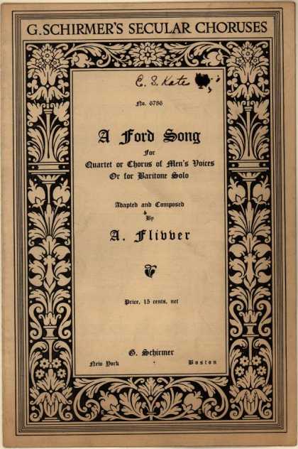 Sheet Music - A Ford song