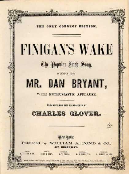 Sheet Music - Finigan's wake; Popular Irish song