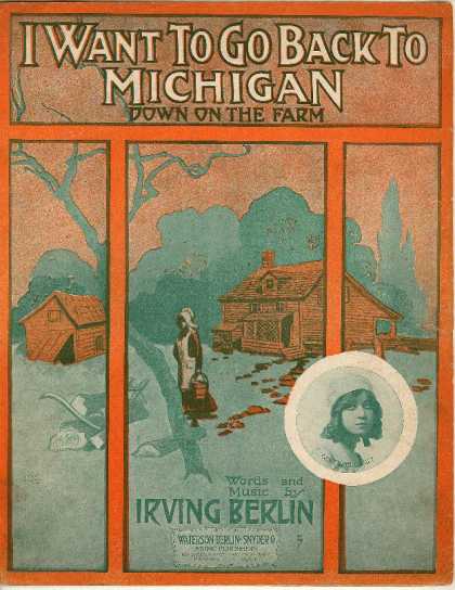 Sheet Music - I want to go back to Michigan; Down on the farm
