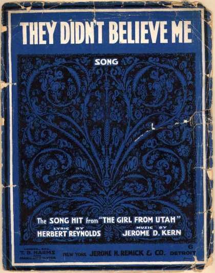 Sheet Music - They didn't believe me; Girl from Utah