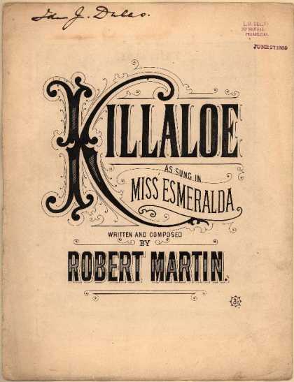 Sheet Music - Killaloe; Miss Esmeralda