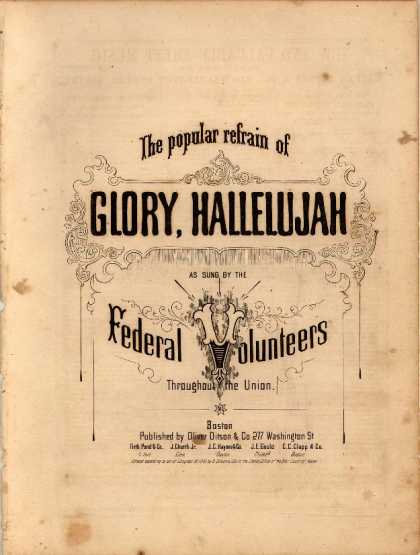 Sheet Music - Glory, hallelujah; The popular refrain of Glory, hallelujah; [Battle hymn of the