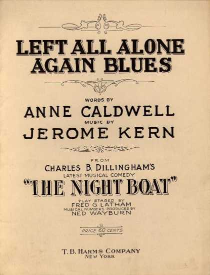 Sheet Music - Left all alone again blues; Night boat
