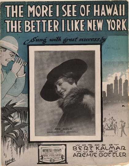 Sheet Music - The more I see of Hawaii the better I like New York