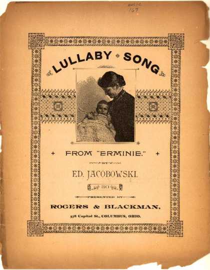 Sheet Music - Lullaby song; Erminie