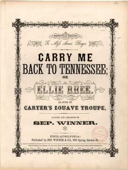 Sheet Music - Carry me back to Tennessee; Ellie Rhee