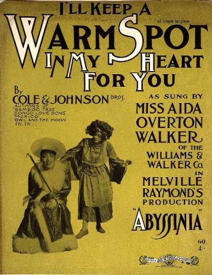Sheet Music - I'll keep a wam spot in my heart for you; Abyssinia