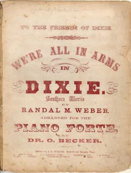 Sheet Music - We're all in arms in Dixie land; Dixie