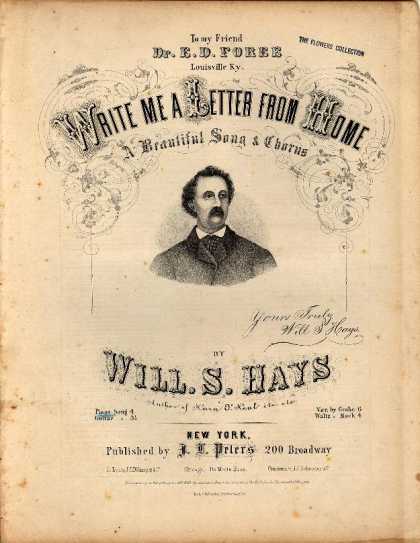 Sheet Music - Write me a letter from home