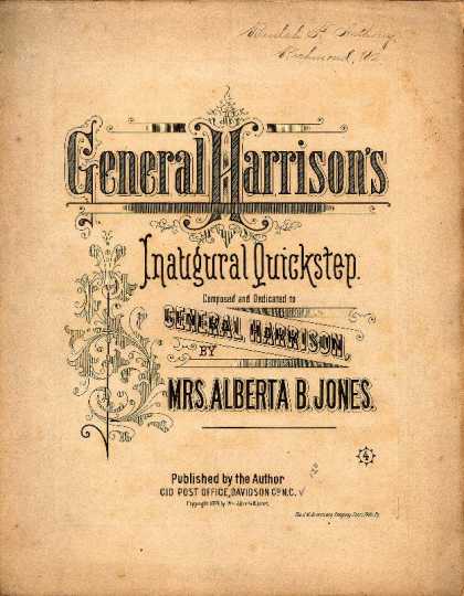 Sheet Music - General Harrison's inaugural quickstep