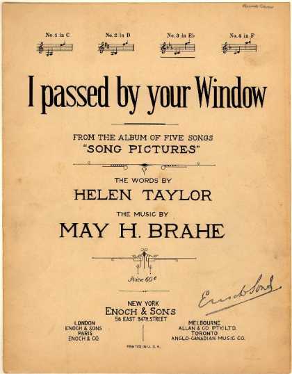 Sheet Music - I passed by your window; Song pictures