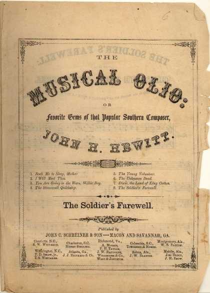 Sheet Music - Soldier's farewell; The South shall yet be free; Partant pour la syne