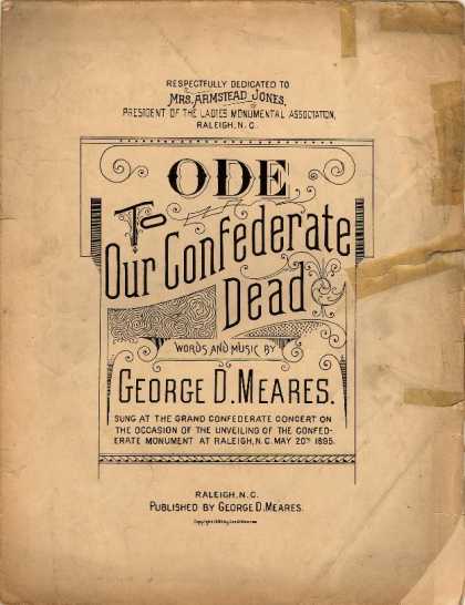 Sheet Music - Ode to our Confederate dead