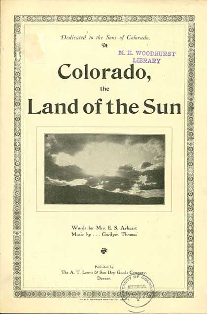 Sheet Music - Colorado the land of the sun