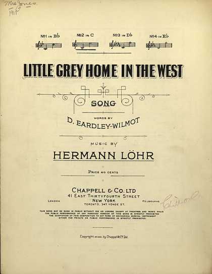 Sheet Music - Little grey home in the west
