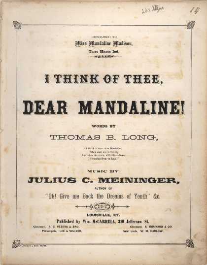 Sheet Music - I think of thee, dear Mandaline!