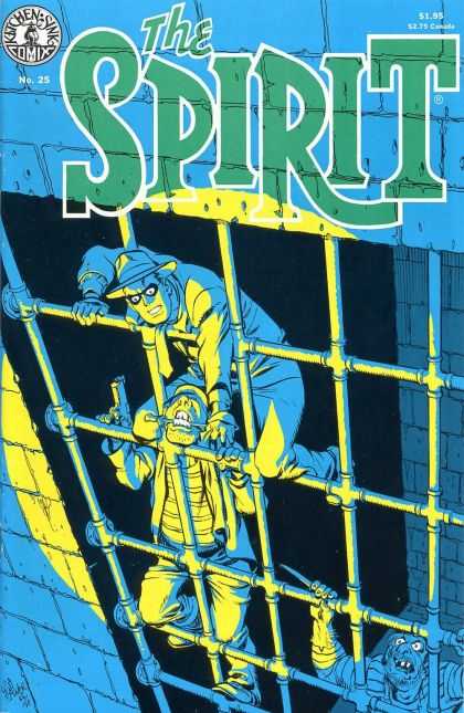 Spirit 25 - The Spirit - Kitchen Sink - Climbing - Two Men - Blue Background - Will Eisner