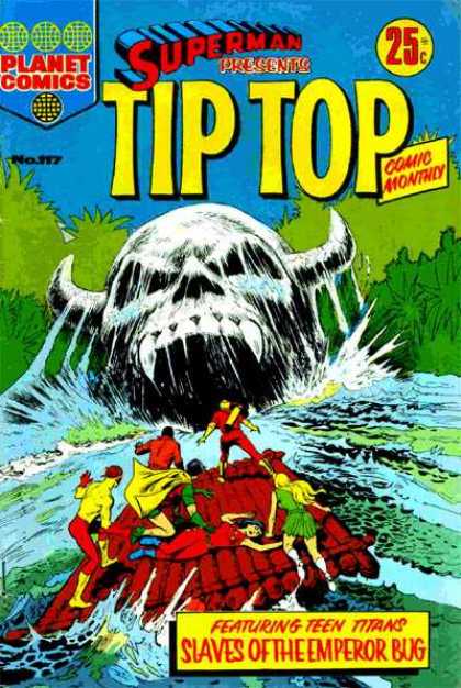 Superman Presents Tip Top 117 - Planet Comics - 25 Cents - Skull - Horns - Raft