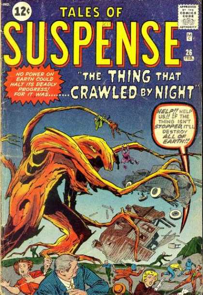 Tales of Suspense 26 - Running Crowd - The Thing That Crawled By Night - Strange Creature - Tree - Deadly Progress