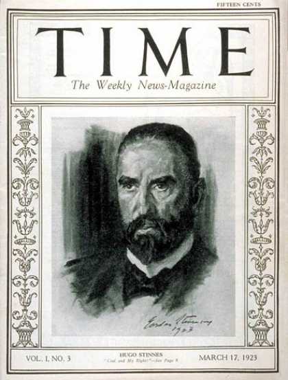 Time - Hugo Stinnes - Mar. 17, 1923 - World War I - Business