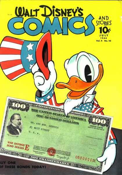 Walt Disney's Comics and Stories 46 - War Bond - One Hundred Dollars - Series E - Donald Duck - Red White And Blue