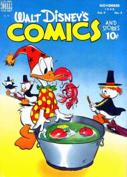 Walt Disney's Comics and Stories 98 - Halloween Costumes - Broomsticks - Apples - Bucket - Crab