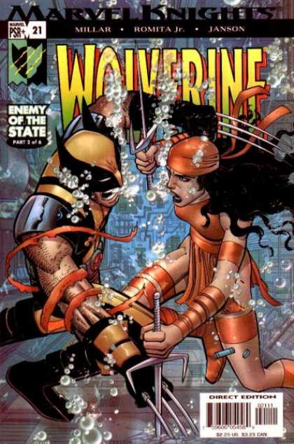 Wolverine (2003) 21 - Enemy Of The State - Underwater - Tridents - Fight - Red - John Romita