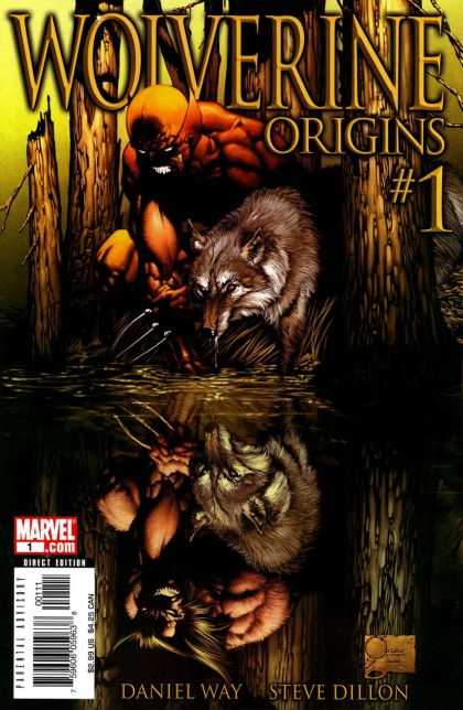 Wolverine Origins 1 - Wolf - Water - Tree - Reflection