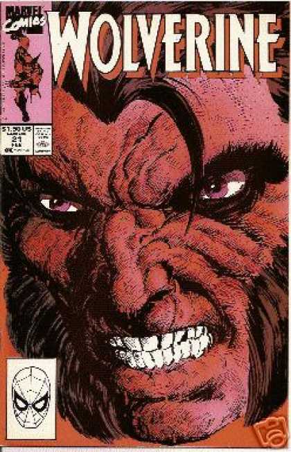 Wolverine 21 - Marvel Comics - Blue Eyes - Spider Man - Beard - Teeth - John Byrne