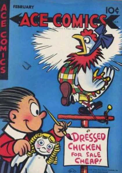 Ace Comics 119 - Crazy Chicken - Doll - Little Girl - Painting - Explosion