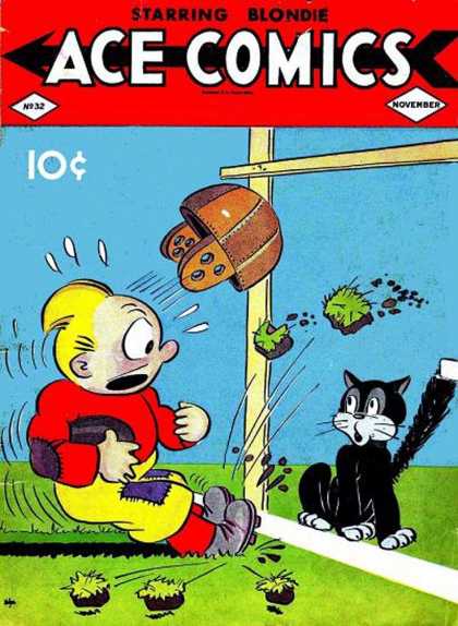 Ace Comics 30 - Blondie - Football - Cat - Helmet - Goal Post