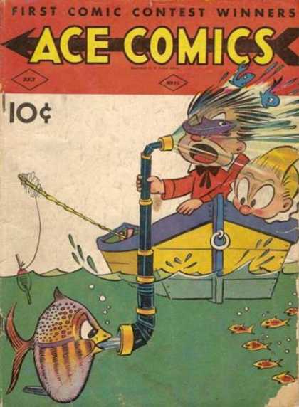 Ace Comics 52 - July Issue - Fish Getting His Revenge - 2 Boys Fishing - Telescope - Fish Out Of Water