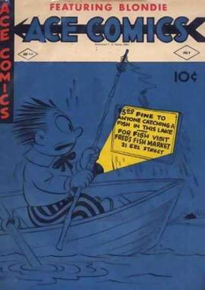 Ace Comics 64 - Blondie - Fishing - Fish Market - Boat - Lake