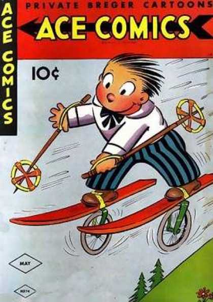 Ace Comics 74 - Skis - Wheels - Hill - Fun - Dangerous