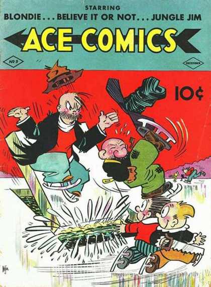 Ace Comics 9 - Blondie - Blieve It Or Not - Jungle Jim - Ice Skating - Slip