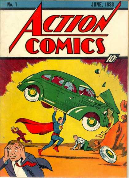 Action Comics 1 - Car - Superman - Run - Tire - Rock - Joe Shuster