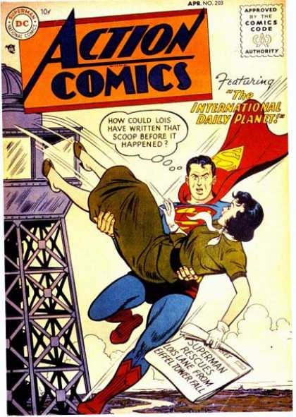 Action Comics 203 - Newspaper - Superman - Tower - Eiffel Tower - Daily Planet