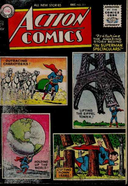 Action Comics 211 - World - Trees - Superman - Horses - Eiffel Tower