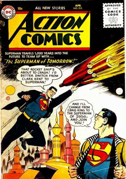 Action Comics 215 - Superman - Rocket - Rocket Ship - Black