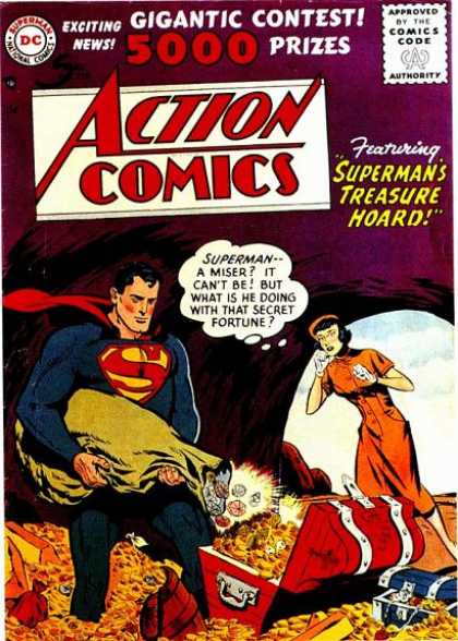 Action Comics 219 - Superman - Fortune - Treasure - Treasure Hoard - Money