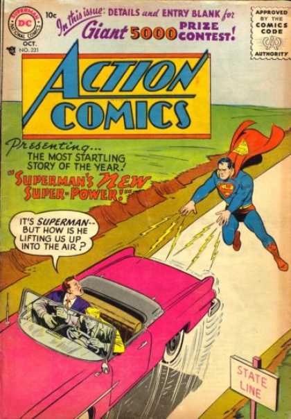 Action Comics 221 - Superman - Car - Convertible - Action Comics - Vintage