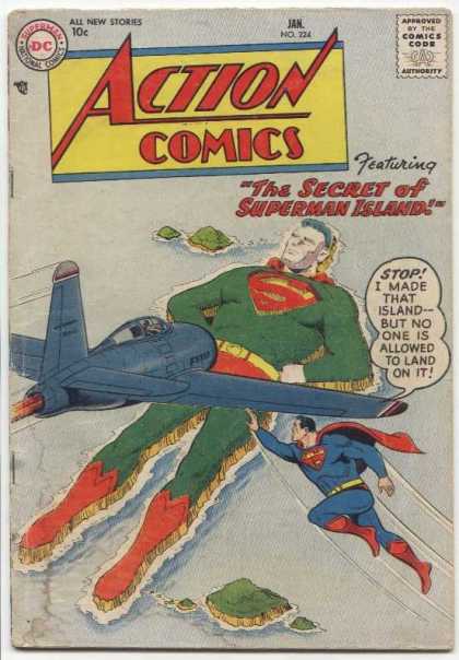 Action Comics 224 - Island - Plane - Superman - Superman Island - Dc Comics