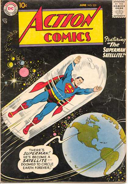 Action Comics 229 - Superman - Satellite - Earth - Outer Space - Capsule