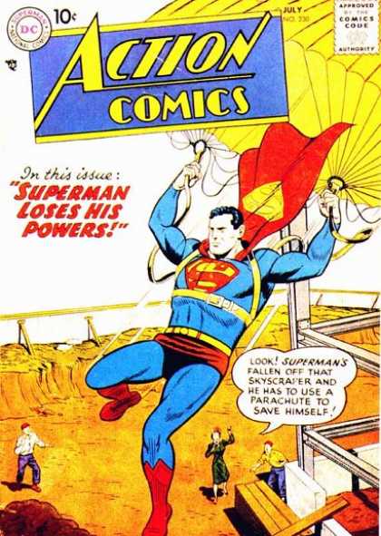 Action Comics 230 - Parachute - Superman - Super Man - Skyscraper - Loses His Powers