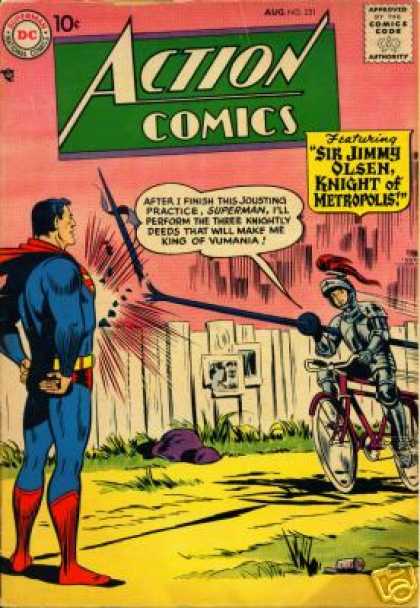 Action Comics 231 - Knight - Bicycle - Lance - Joust - Chest Of Iron