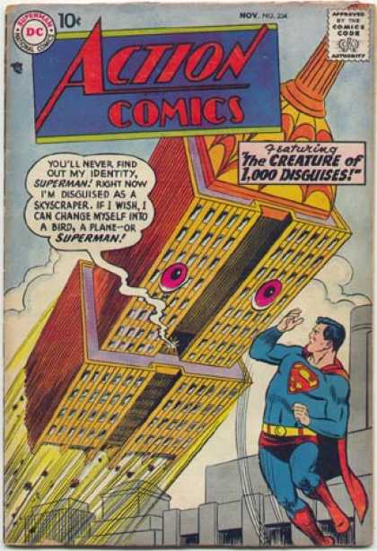 Action Comics 234 - Superman - Living Skyscraper - Creature Of Disguise - Stupid Disguise - Shiftshaper - Curt Swan