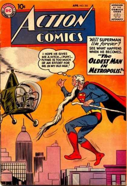 Action Comics 251 - Superman - Helicopter - Beard - Old - Cane - Curt Swan